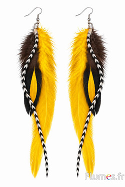 Ohrringe - Länge 13-16 cm - gelb-natur